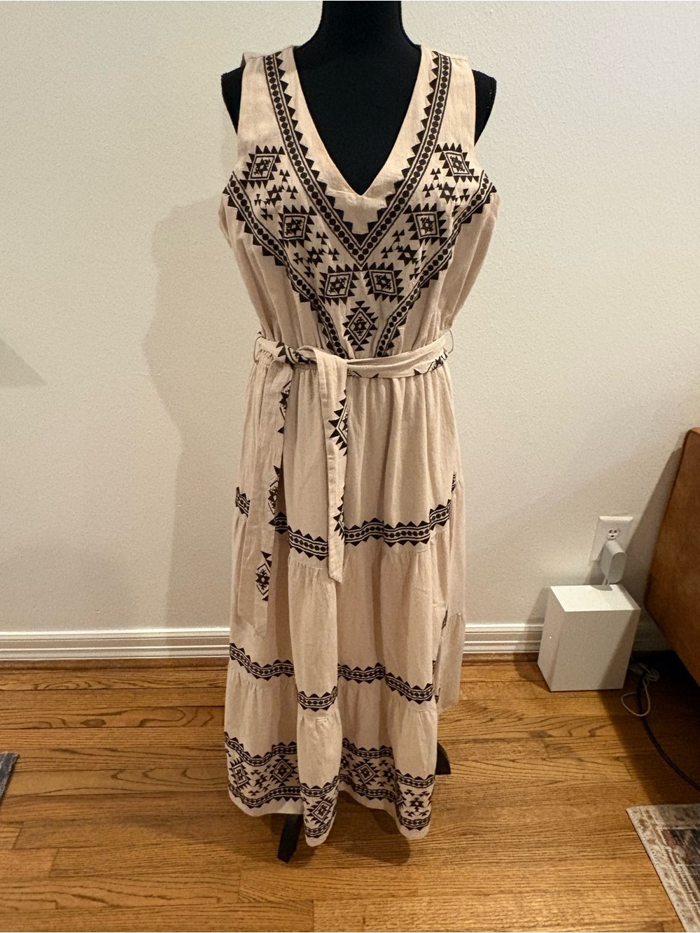 Savanna Jane Cream Maxi Dress with Black Embroidery